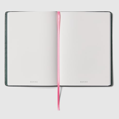 Large GG notebook with print - beige and dark brown