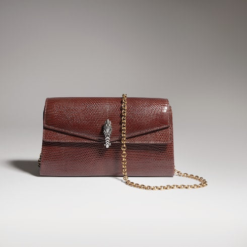 Dionysus lizard small shoulder bag - chestnut