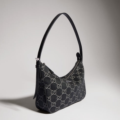 Lady Lunetta small shoulder bag - black GG denim