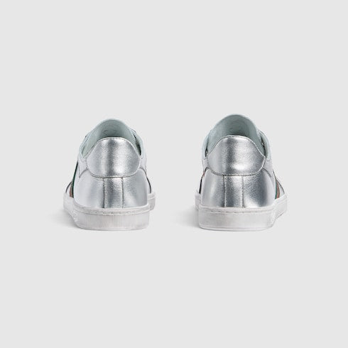 Women's Stretch low-top sneaker - metallic silver leather