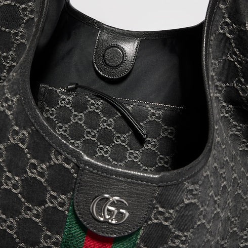 Gucci Giglio large tote bag - black GG denim