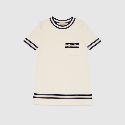 Children's cotton dress with Horsebit - white