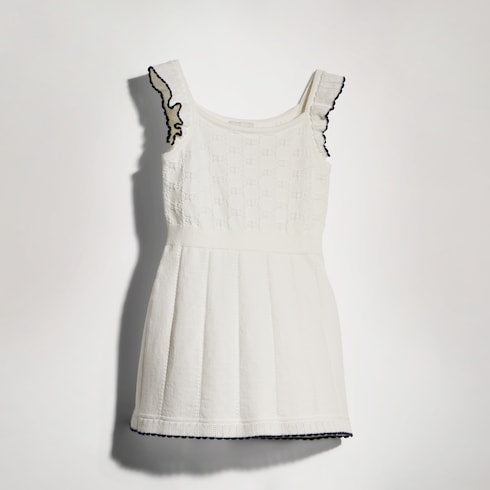 Children's GG cotton dress - ivory and navy