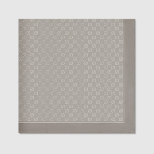 Laminated printed silk twill carré - light grey