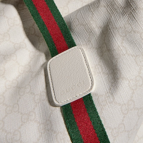 Medium duffle bag with Web - white GG Supreme