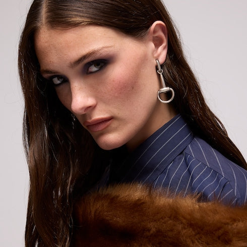 Horsebit earrings - palladium-toned brass
