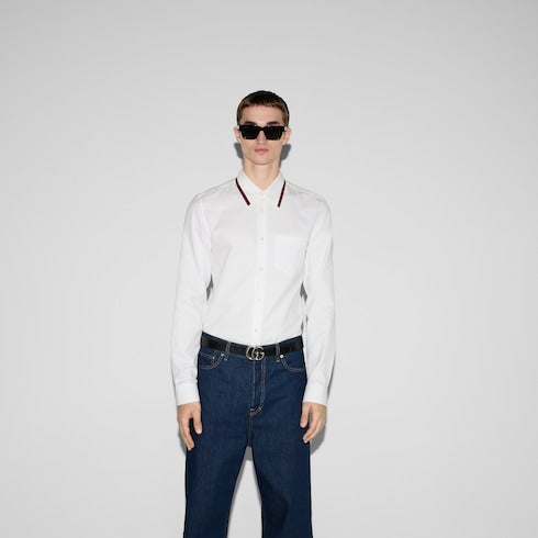 Oxford cotton shirt with Web - white