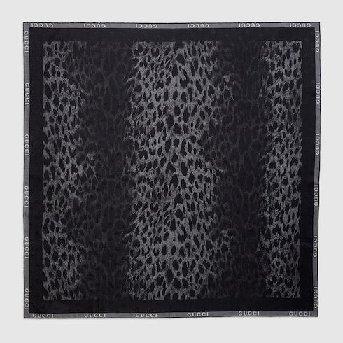 Printed silk twill carré - black