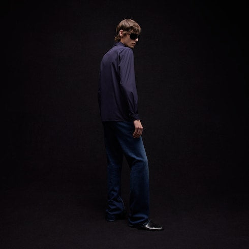 Piece dyed cotton poplin shirt - dark blue