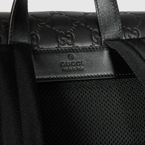 GG Emblem medium backpack - black GG leather
