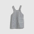 Baby striped denim dress - white and blue