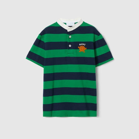 Children's jersey polo shirt - green and dark blue