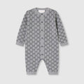 Baby GG wool jacquard one-piece - grey