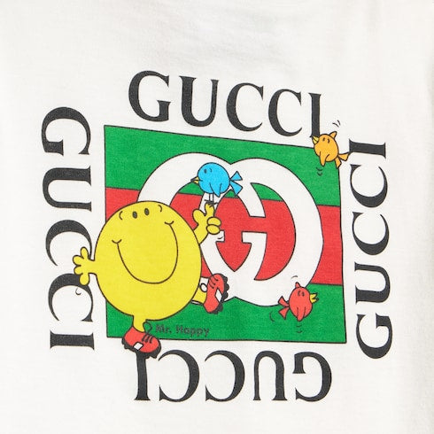 Children's cotton T-shirt with print - white