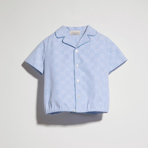 Baby GG striped poplin shirt - white and light blue