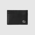 GG Marmont card case with money clip - black soft leather