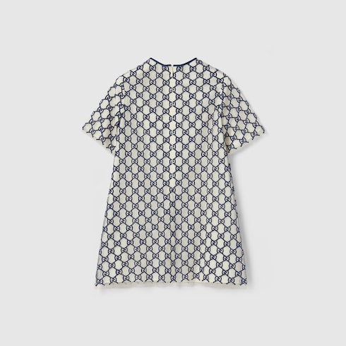 Children's GG nylon dress - navy and off white