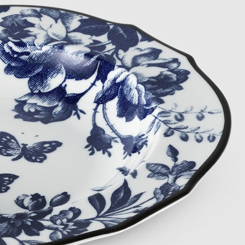Herbarium rim soup bowl, set of two - blue and white porcelain