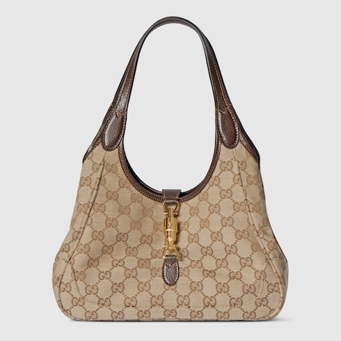 Mercato small tote bag - sand and brown GG canvas