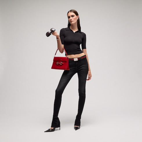 Horsebit Duomo medium top handle bag - red leather