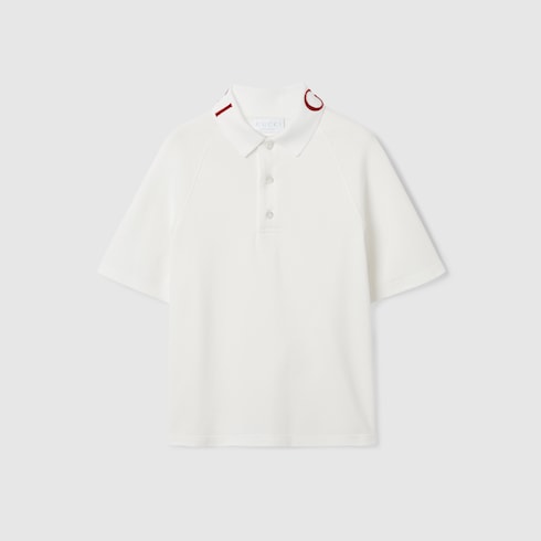 Children's stretch cotton polo shirt - white