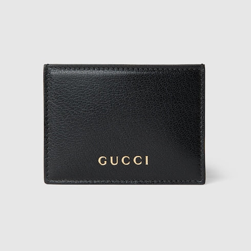 Card case with Gucci lettering - black leather