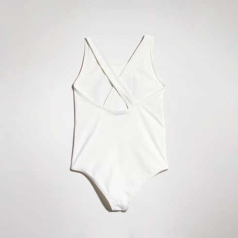 Children's jersey swimsuit with print - white
