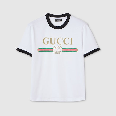 Cotton jersey T-shirt with print - white