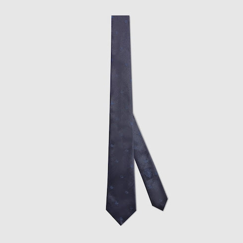 Double G silk jacquard tie - blue
