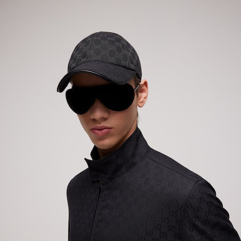 GG cotton canvas baseball hat - black