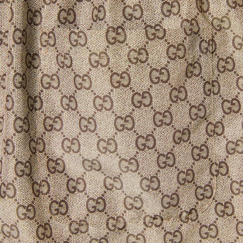 Printed polyester poplin swim shorts - beige and dark brown