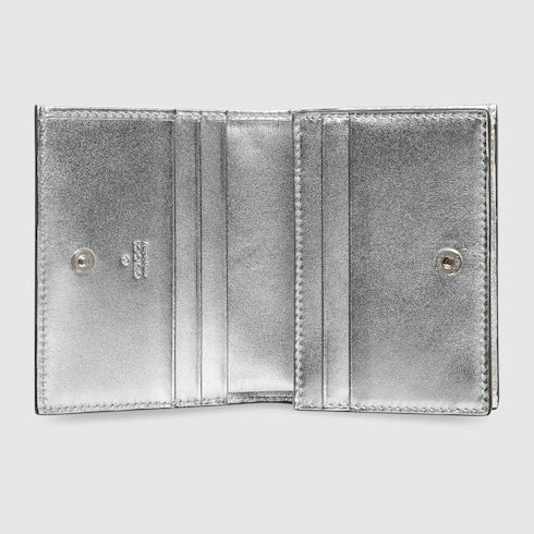 GG Marmont python small wallet - metallic silver