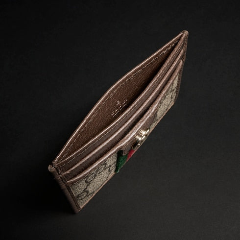 Ophidia card case - beige and brown GG Supreme