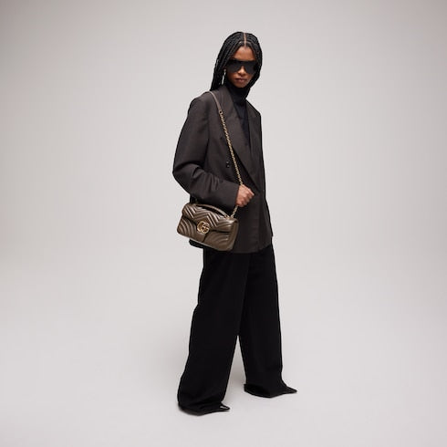 GG Marmont medium shoulder bag - dark taupe leather