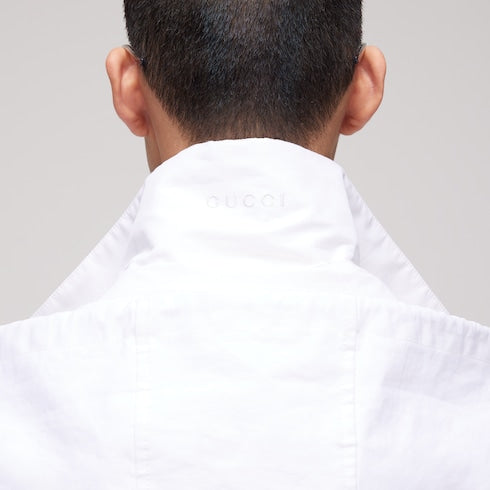 Compact cotton canvas zip jacket - white