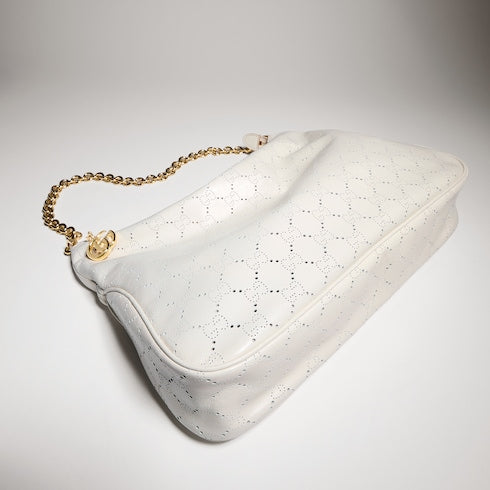Lady Lunetta Chain medium shoulder bag - white GG leather