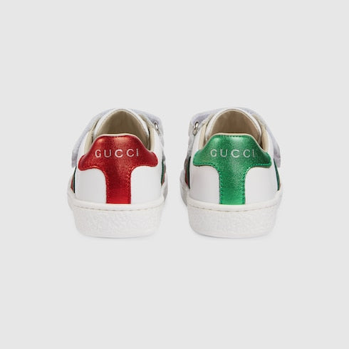 White Leather Toddler Sneaker With Web - White Leather
