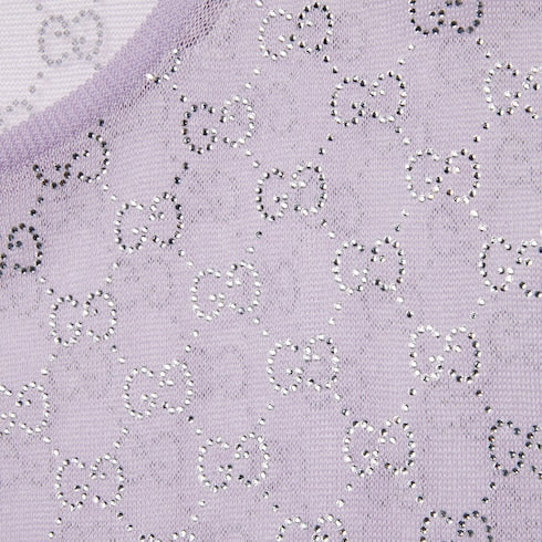 Fine silk T-shirt with GG crystals - lilac