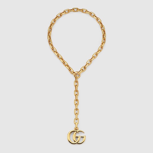 GG Marmont pendant chain necklace - gold-toned brass and aluminium