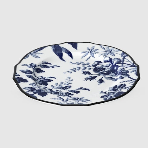 Herbarium dessert plate, set of two - blue and white porcelain