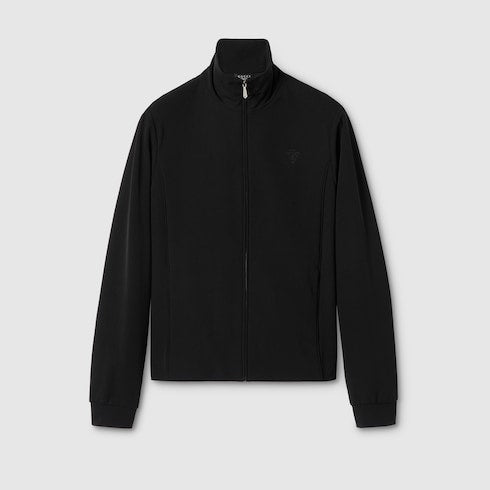 Stretch nylon gabardine zip jacket - black