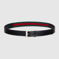 Belt with squared buckle - black leather