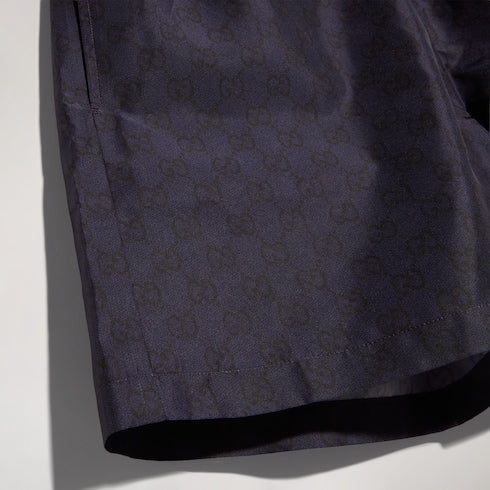 Printed polyester poplin swim shorts - dark blue