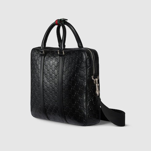 GG Emblem large briefcase - black GG leather