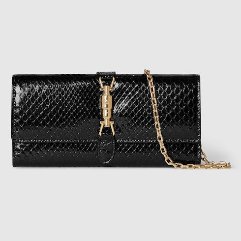 Gucci Jackie python wallet on chain - black