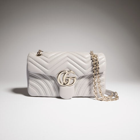 GG Marmont medium shoulder bag - light grey leather