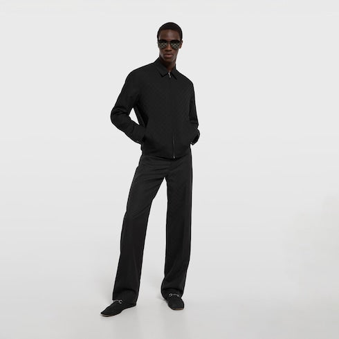 GG wool zip jacket - black