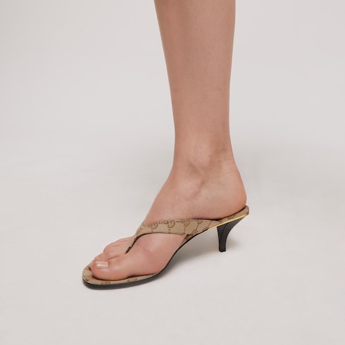 Women's Vittoria thong - sand and brown GG canvas