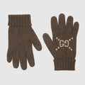GG cashmere gloves - brown and beige