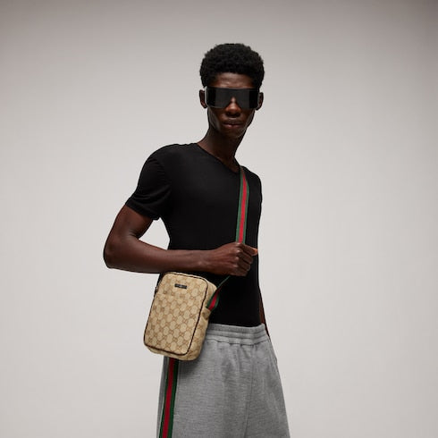 Gucci Tag small crossbody bag - sand and brown GG canvas